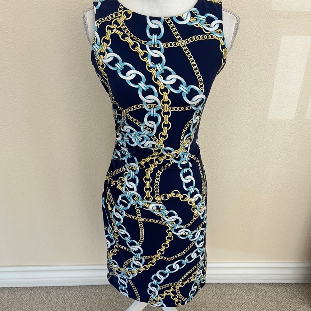 J. McLaughlin Sleeveless Sage Chain Print Dress